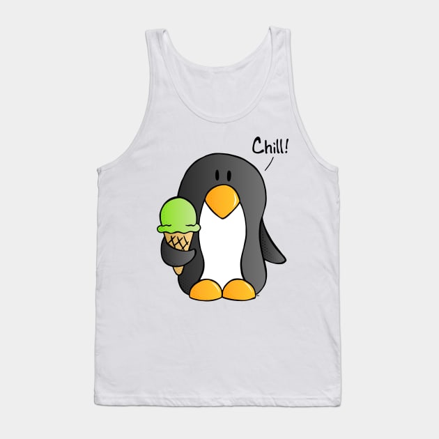 Chill! - Penguin with Mint Ice Cream Tank Top by FlyingDodo